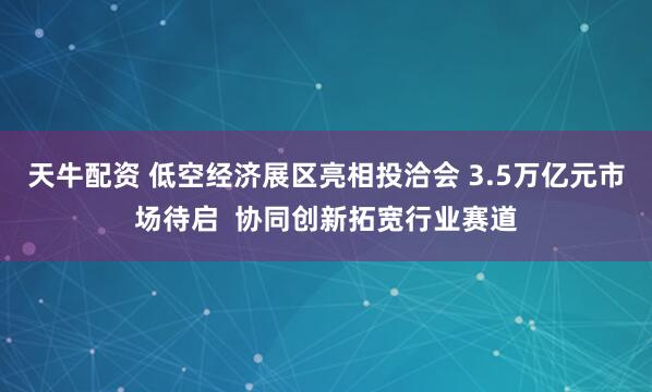 天牛配资 低空经济展区亮相投洽会 3.5万亿元市场待启  协同创新拓宽行业赛道