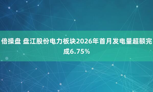 倍操盘 盘江股份电力板块2026年首月发电量超额完成6.75%