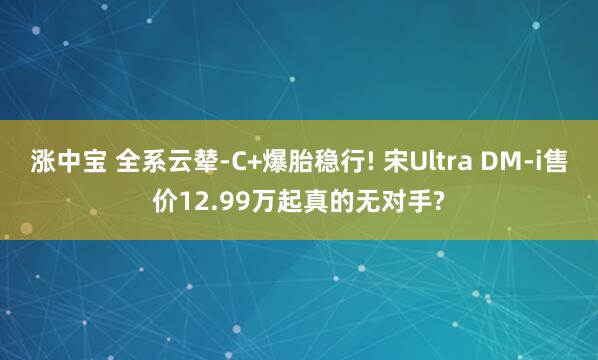 涨中宝 全系云辇-C+爆胎稳行! 宋Ultra DM-i售价12.99万起真的无对手?